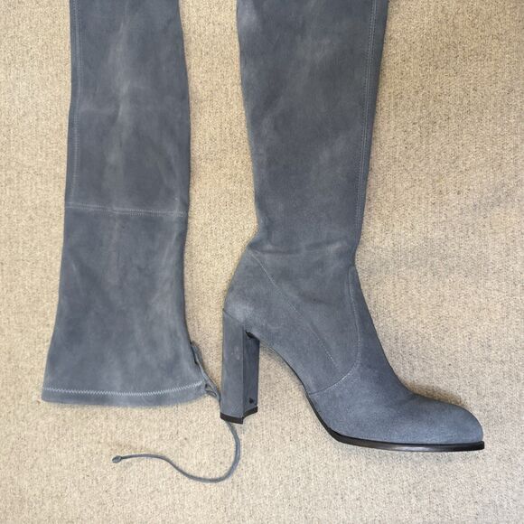 Stuart Weitzman Boots 8.5 Hiline Over The Knee Thigh High Blue Suede Designer - Picture 1 of 12